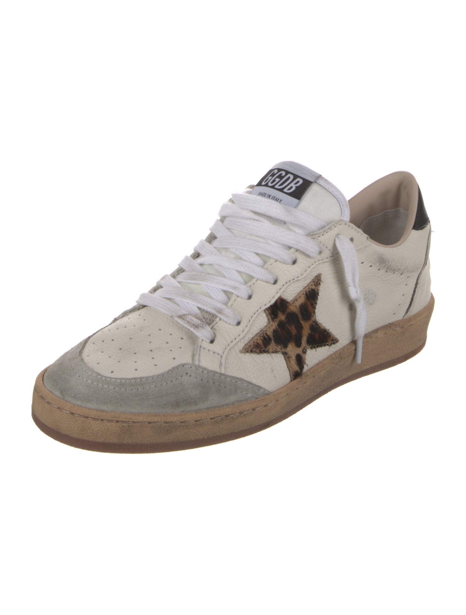 Golden Goose Leather Animal Print Sneakers